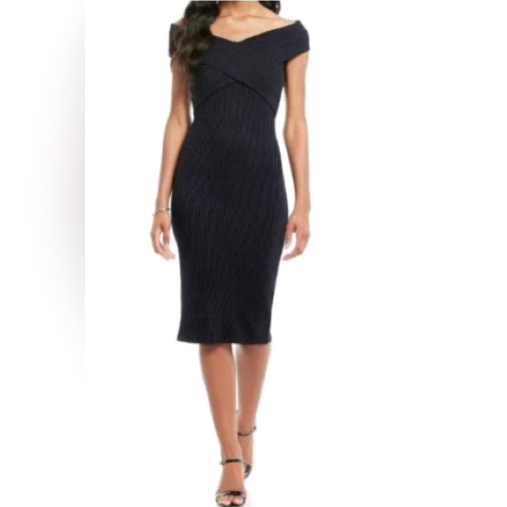 **EUC** Michael Kors Ribbed Crossover Off-The-Shoulder Dress